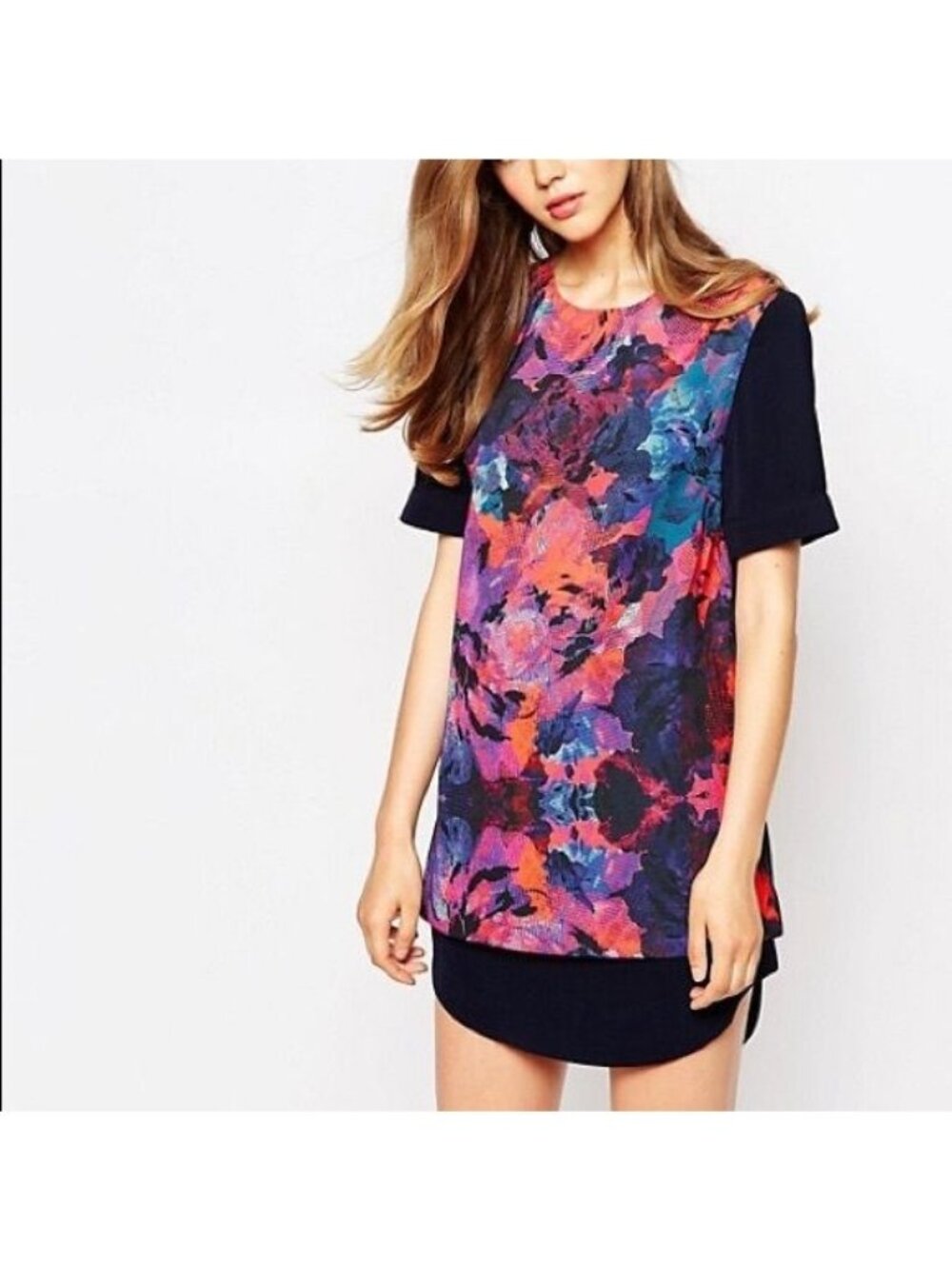 Finders Keepers Back to Basics Dress in Dark Rose Navy